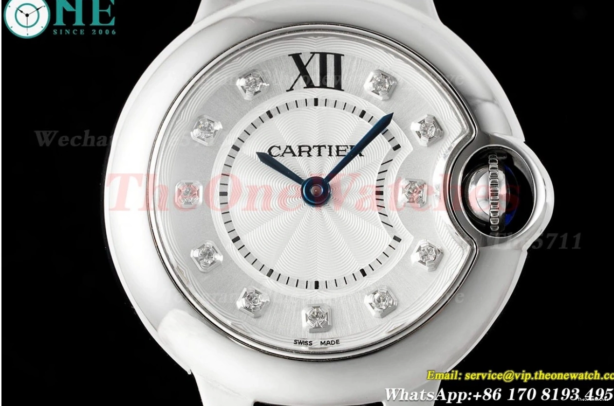 28mm SS Cartier Bleu De AF White Ballon LE Quartz Dia 1223
